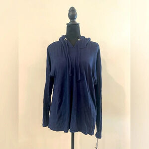 NWT Michael Lauren Long Sleeve Hooded Ribbed Sweater Blue Sz XS